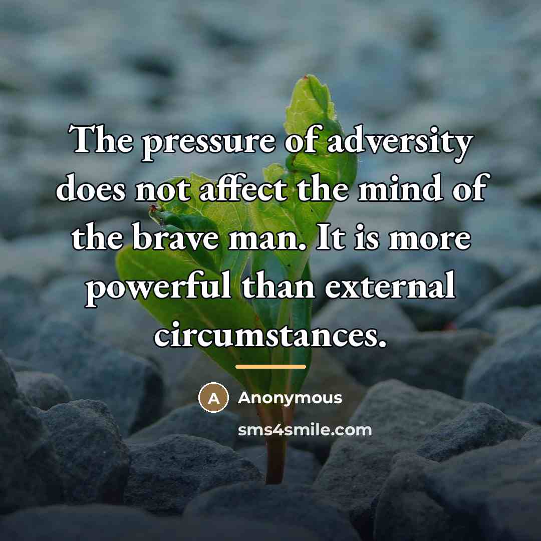 “The pressure of adversity does not affect the mind of…” quote by Anonymous