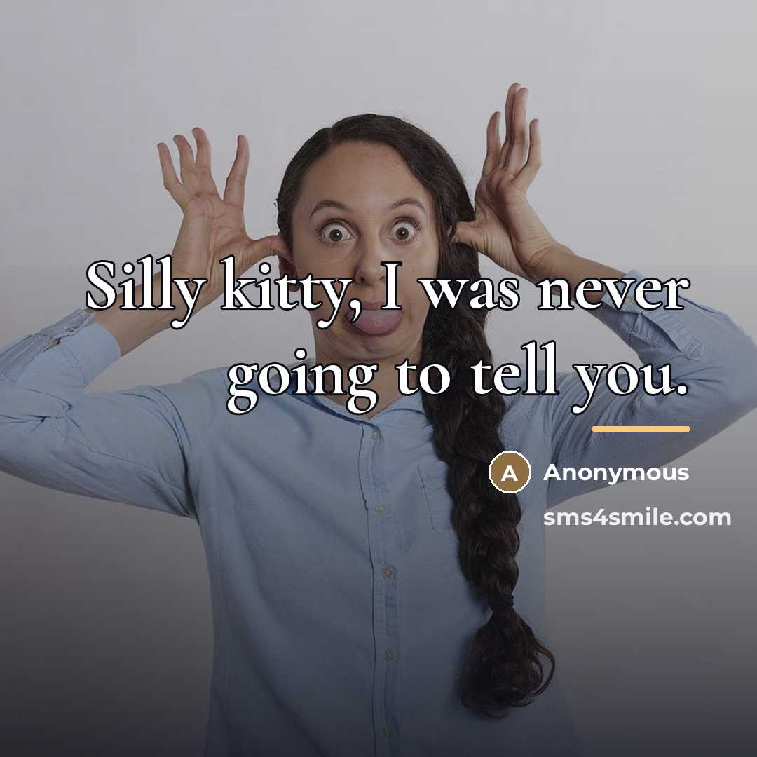 “Silly kitty, I was never going to tell you.…” quote by Anonymous