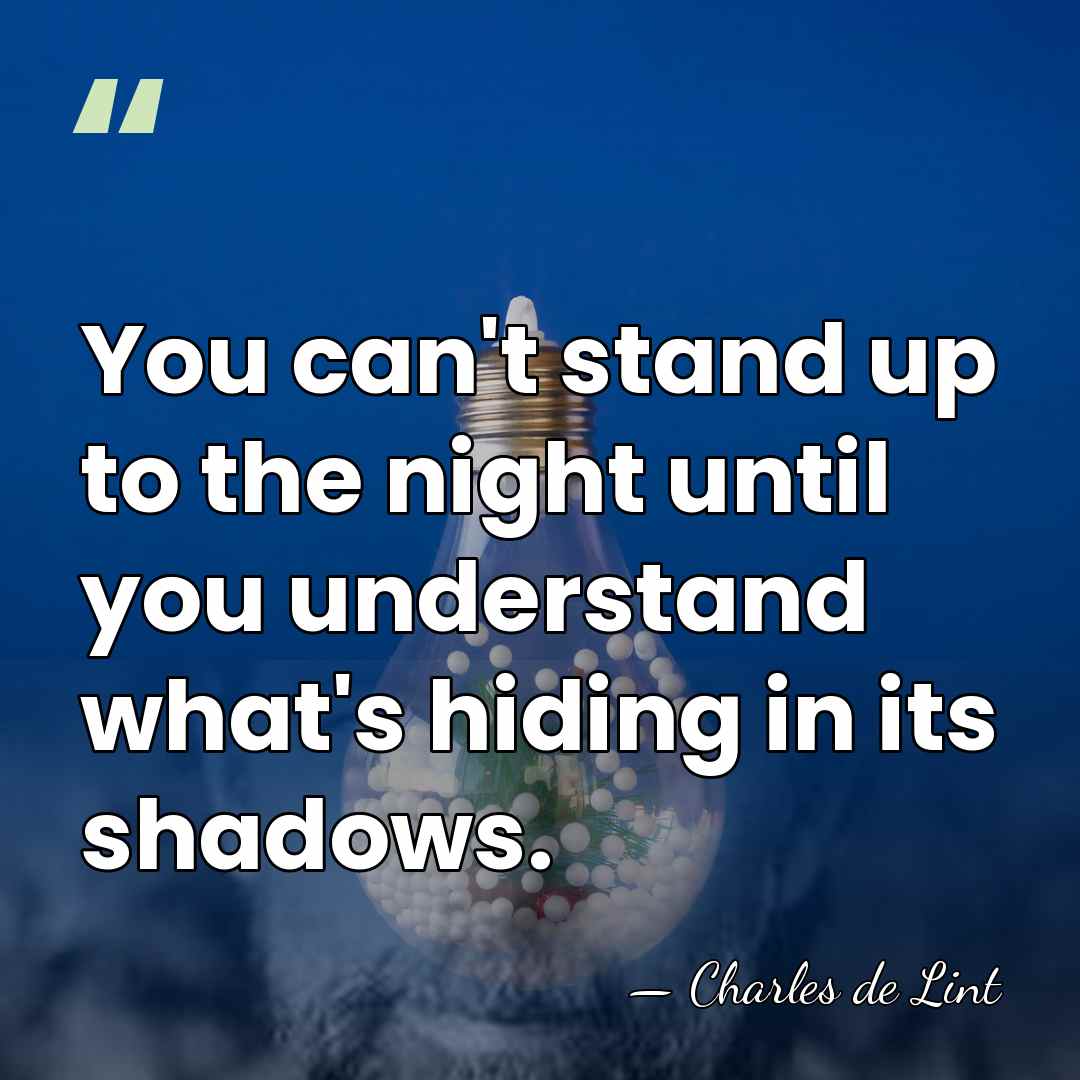You can't stand up to the night until you understand what's hiding&hellip; - Charles de Lint