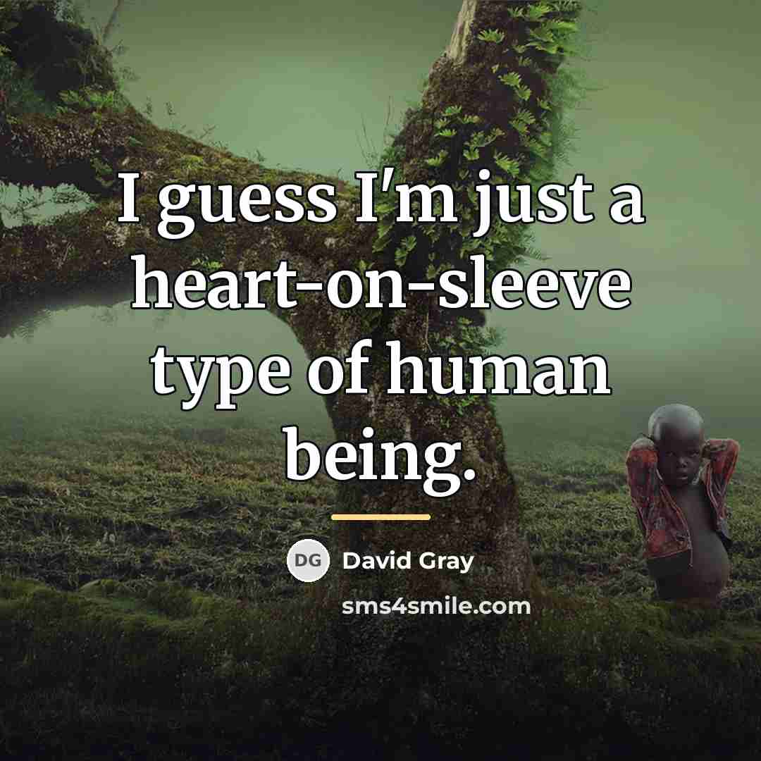 “I guess I'm just a heart-on-sleeve type of human being.…” quote by David Gray