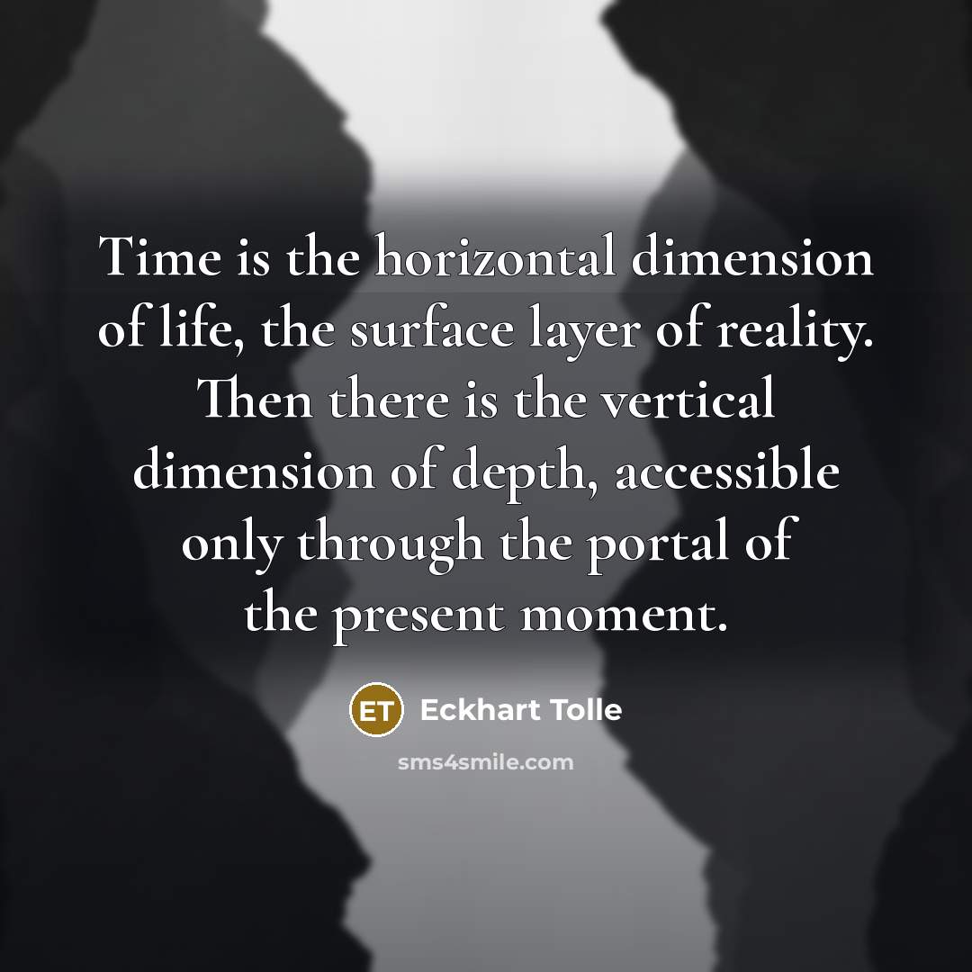 “Time is the horizontal dimension of life, the surface layer…” quote by Eckhart Tolle