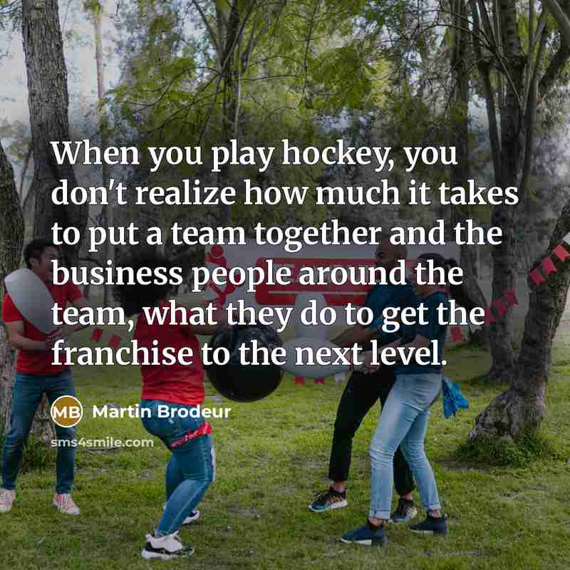 “When you play hockey, you don't realize how much it…” quote by Martin Brodeur