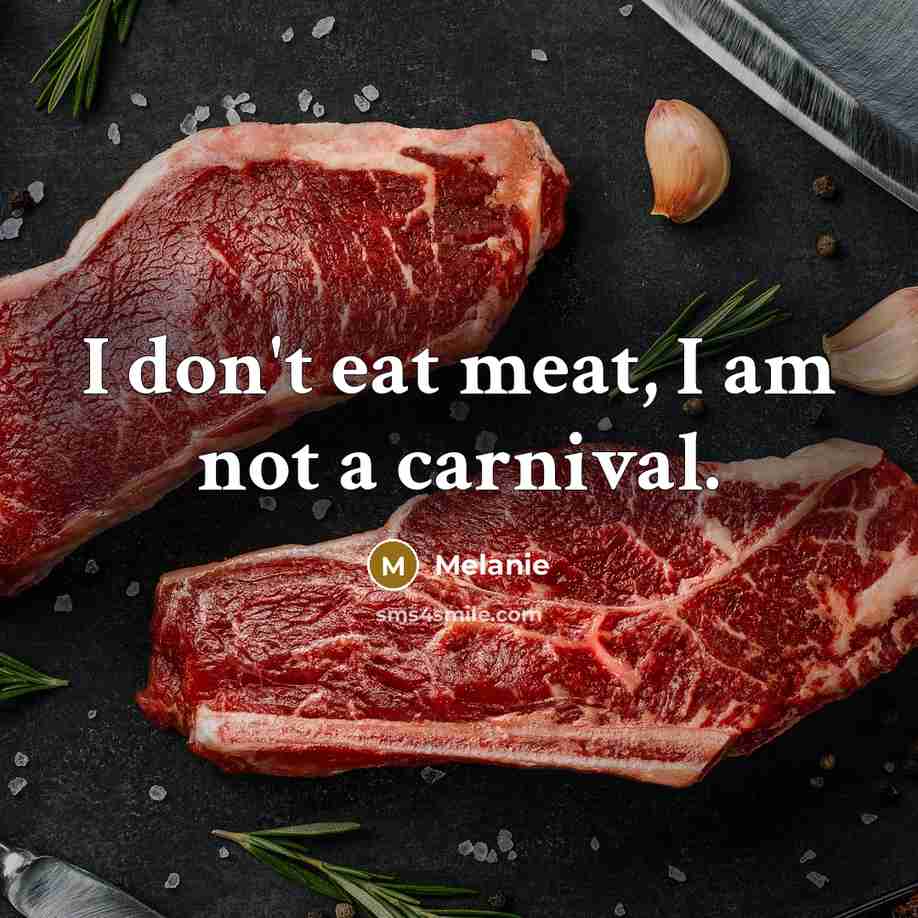“I don't eat meat, I am not a carnival.…” quote by Melanie