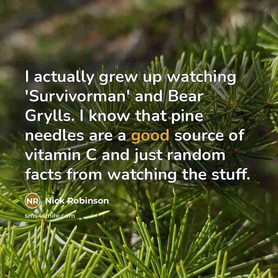 “I actually grew up watching 'Survivorman' and Bear Grylls. I…” quote by Nick Robinson