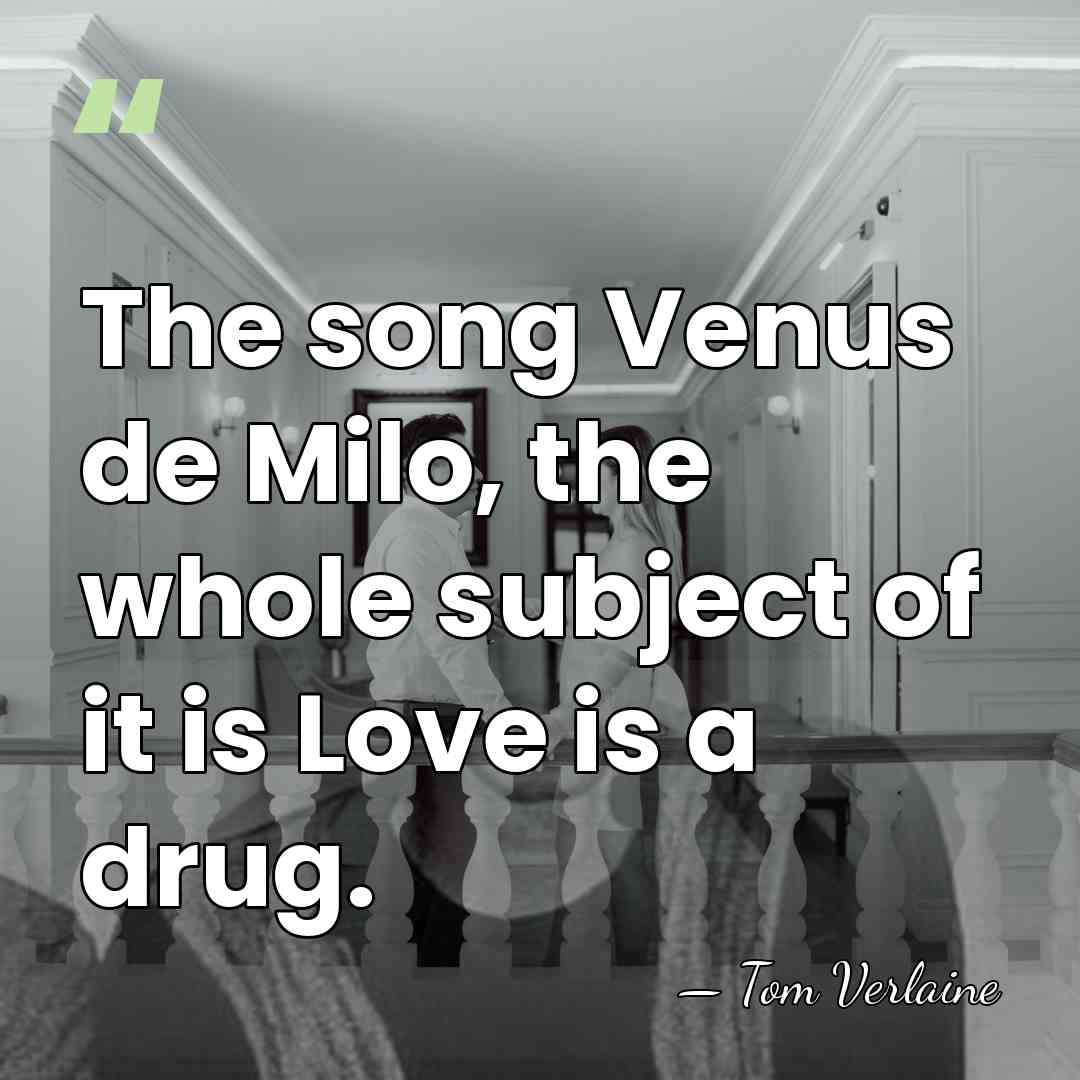 The song Venus de Milo, the whole subject of it is Love&hellip; - Tom Verlaine