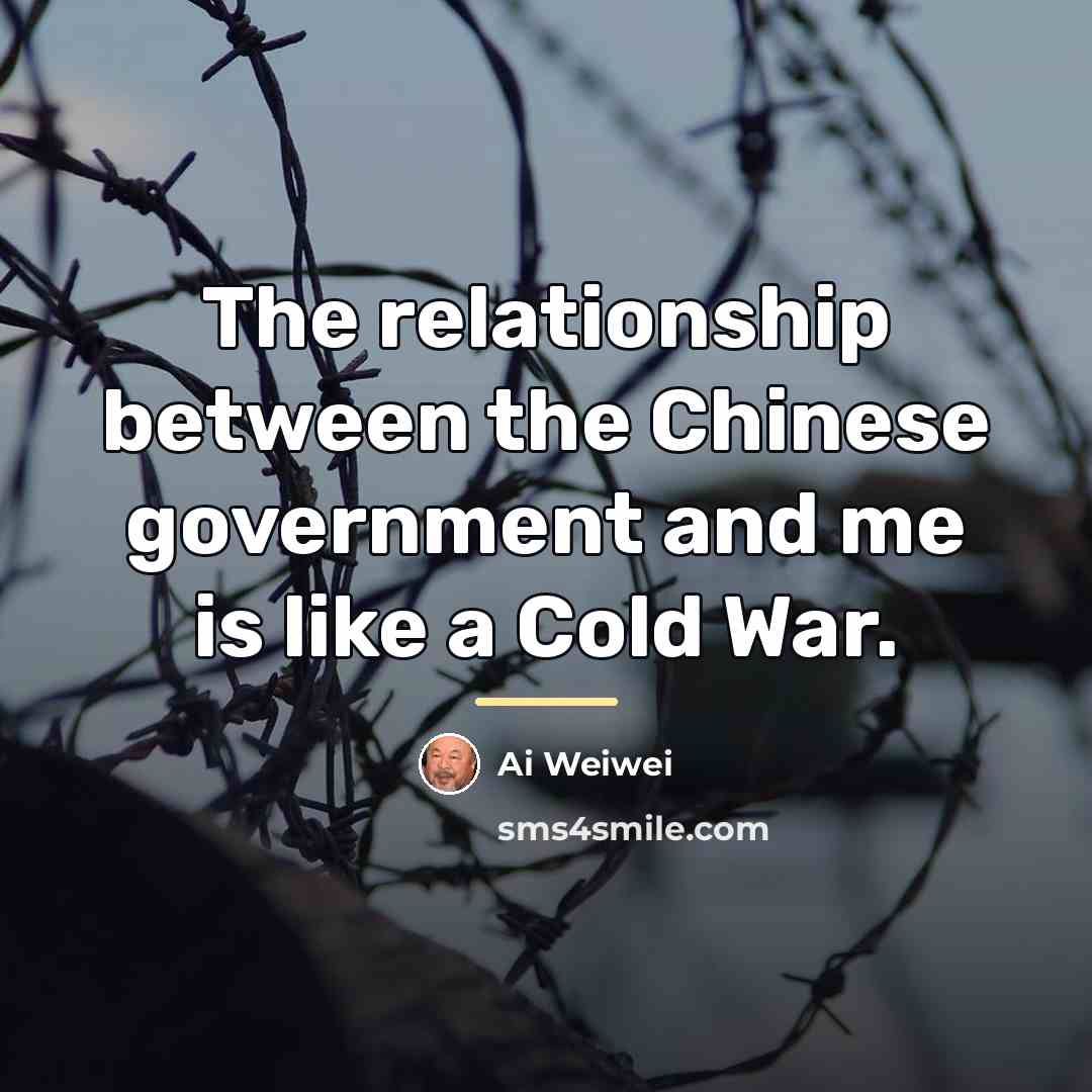 “The relationship between the Chinese government and me is like…” quote by Ai Weiwei