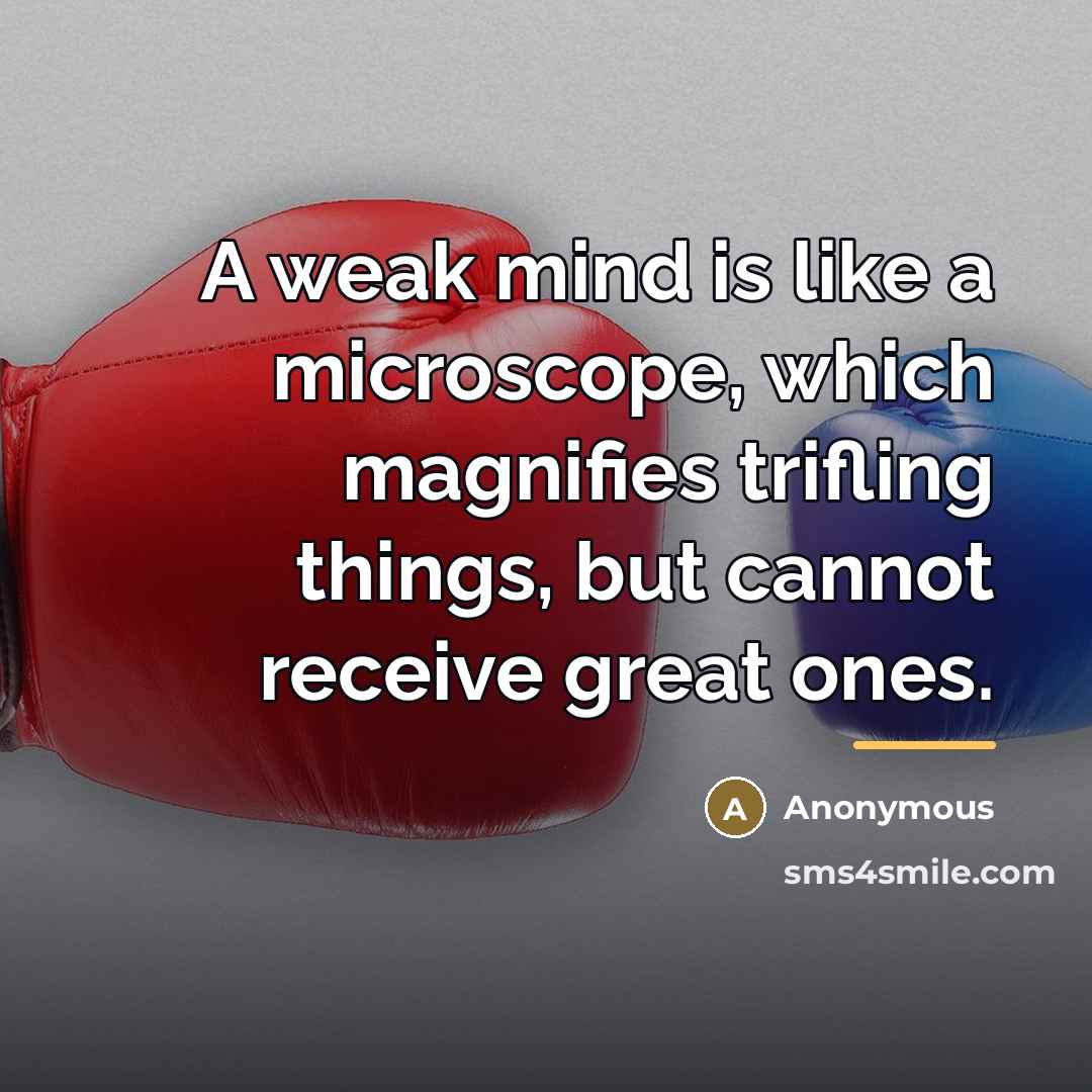 “A weak mind is like a microscope, which magnifies trifling…” quote by Anonymous