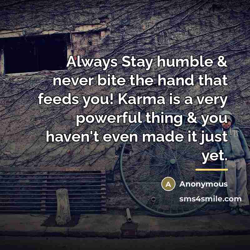“Always Stay humble & never bite the hand that feeds…” quote by Anonymous