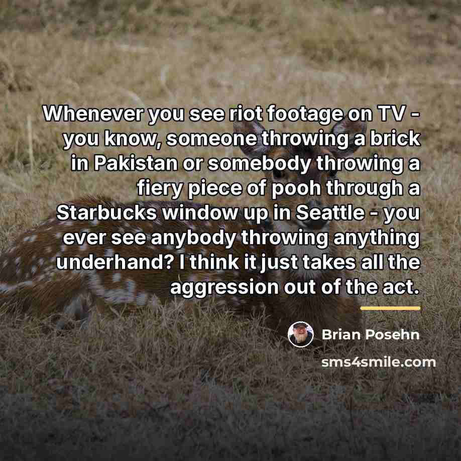 “Whenever you see riot footage on TV - you know,…” quote by Brian Posehn