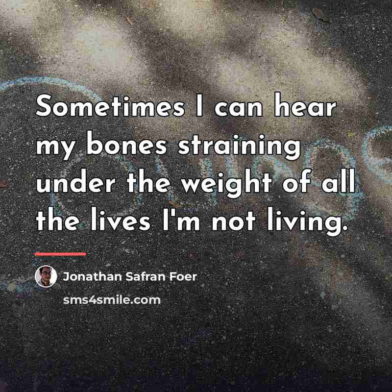 “Sometimes I can hear my bones straining under the weight…” quote by Jonathan Safran Foer