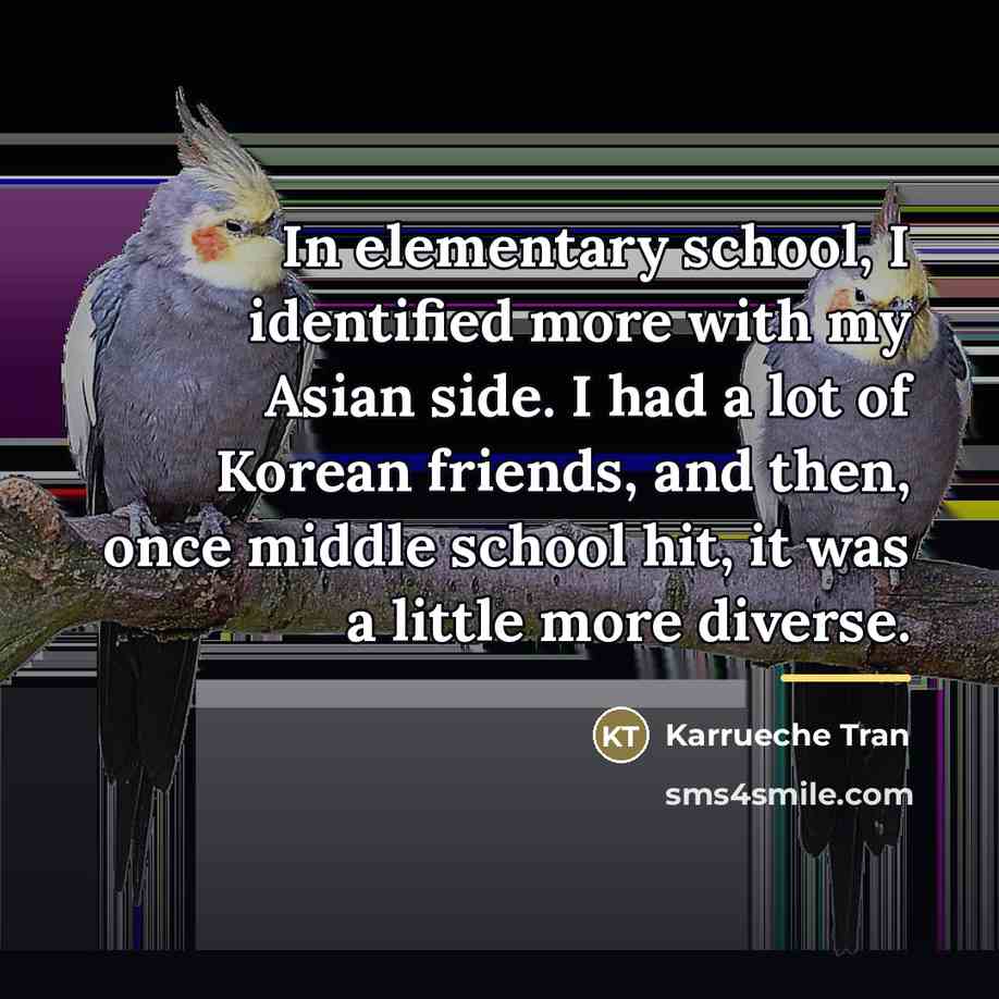 “In elementary school, I identified more with my Asian side.…” quote by Karrueche Tran