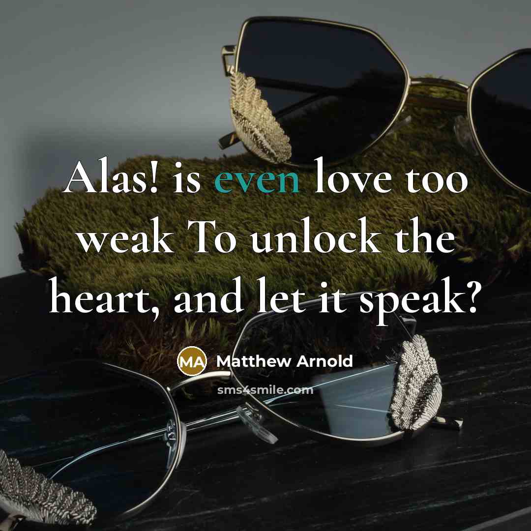 “Alas! is even love too weak To unlock the heart,…” quote by Matthew Arnold