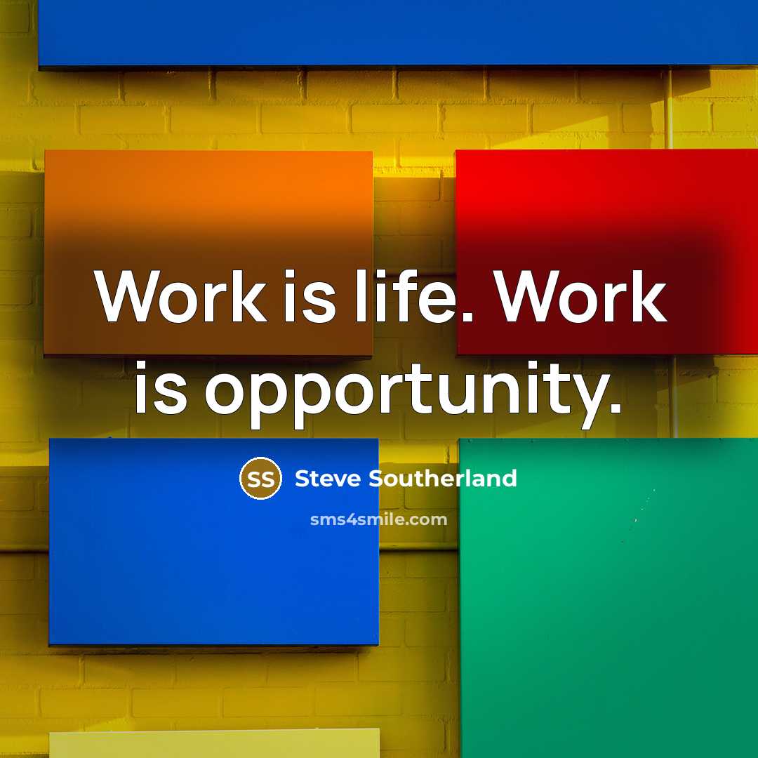 “Work is life. Work is opportunity.” quote by Steve Southerland