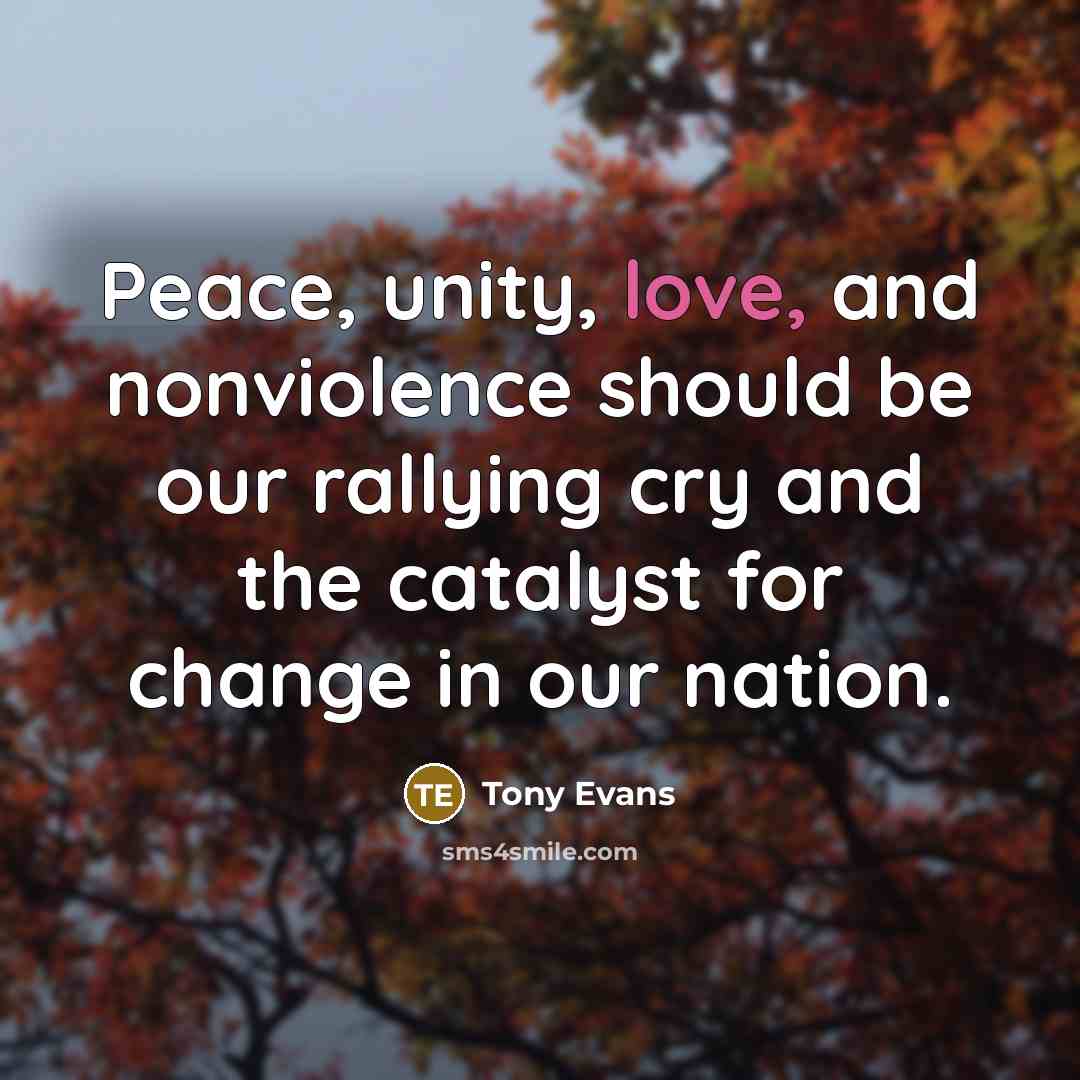“Peace, unity, love, and nonviolence should be our rallying cry…” quote by Tony Evans