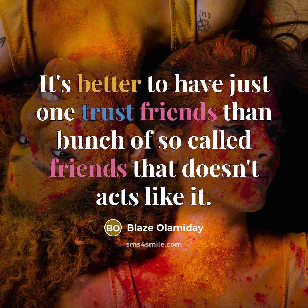 “It's better to have just one trust friends than bunch of so called friends that doesn't acts like it.” quote by Blaze Olamiday
