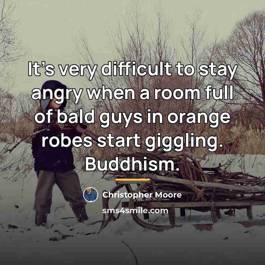 “It's very difficult to stay angry when a room full…” quote by Christopher Moore