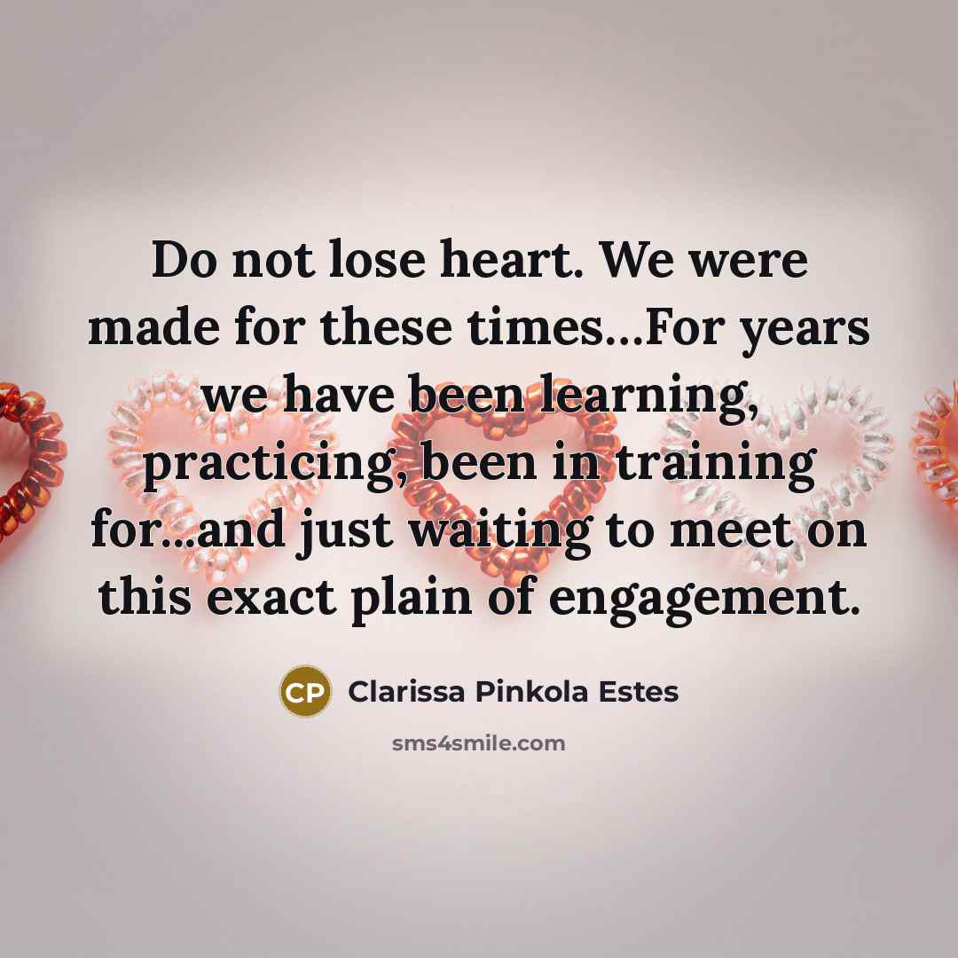 “Do not lose heart. We were made for these times.....For…” quote by Clarissa Pinkola Estes