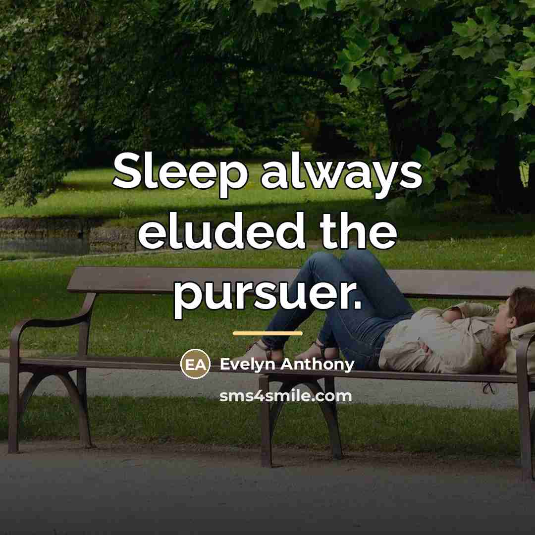 “Sleep always eluded the pursuer.…” quote by Evelyn Anthony