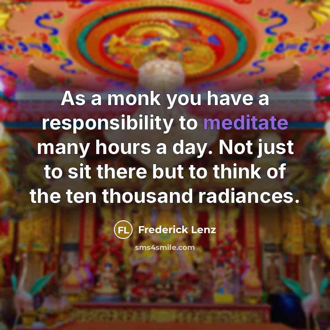 “As a monk you have a responsibility to meditate many…” quote by Frederick Lenz