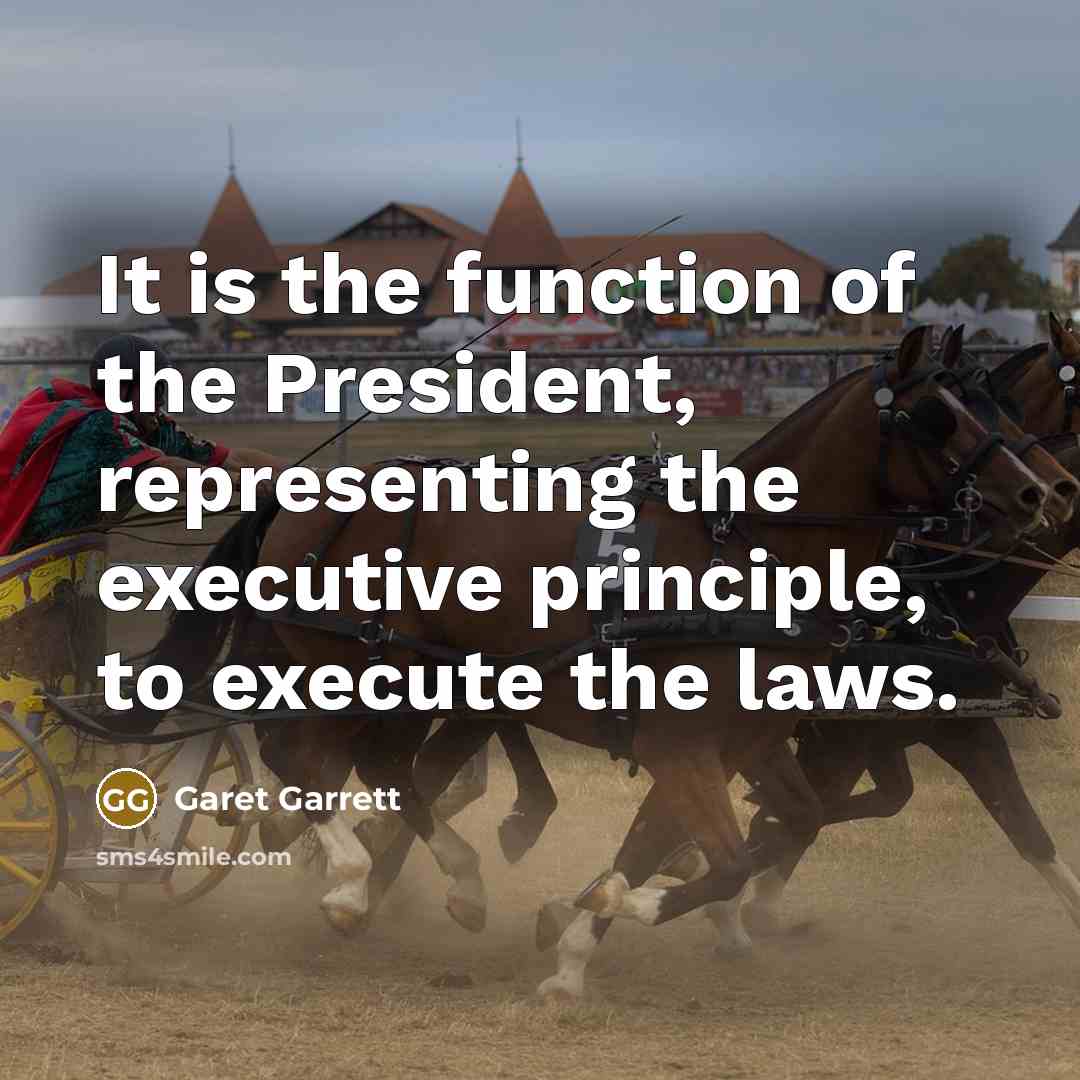“It is the function of the President, representing the executive…” quote by Garet Garrett