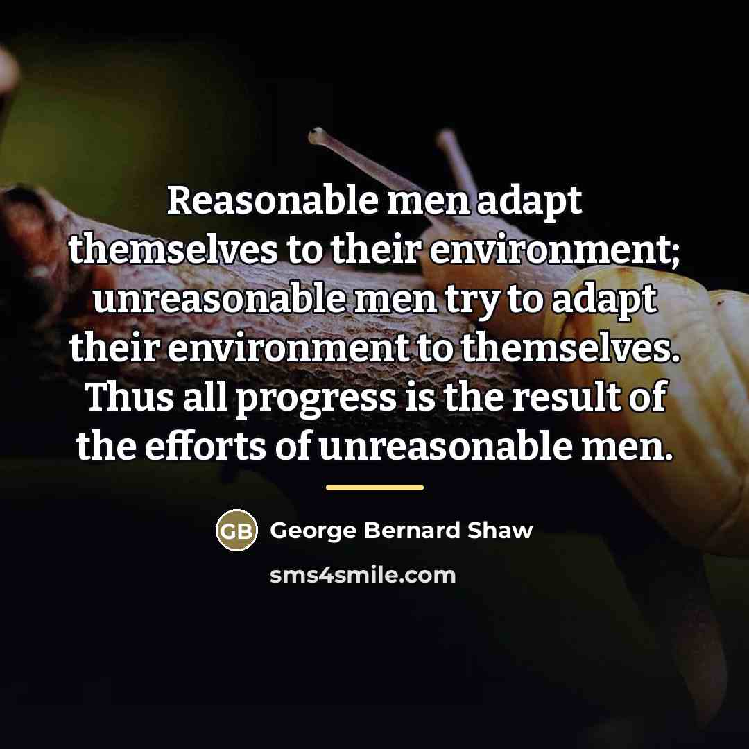 “Reasonable men adapt themselves to their environment; unreasonable men try…” quote by George Bernard Shaw