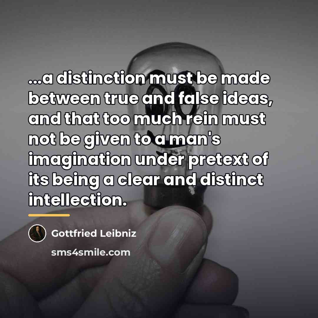 “...a distinction must be made between true and false ideas,…” quote by Gottfried Leibniz