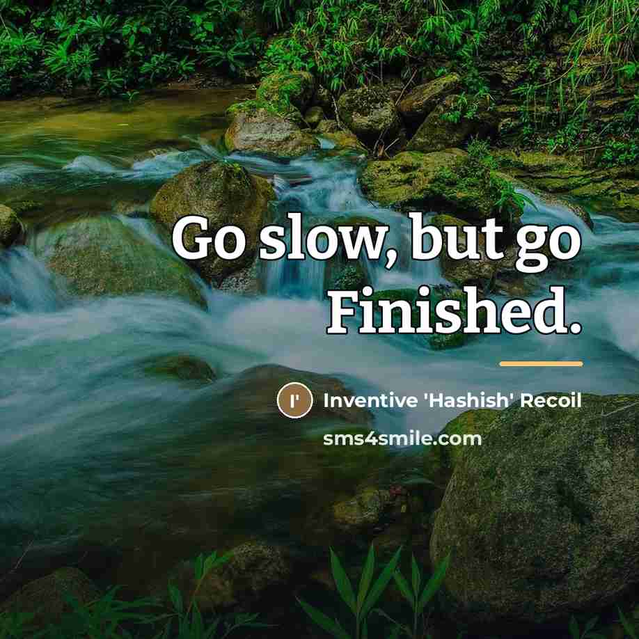 “Go slow, but go Finished.…” quote by Inventive 'Hashish' Recoil