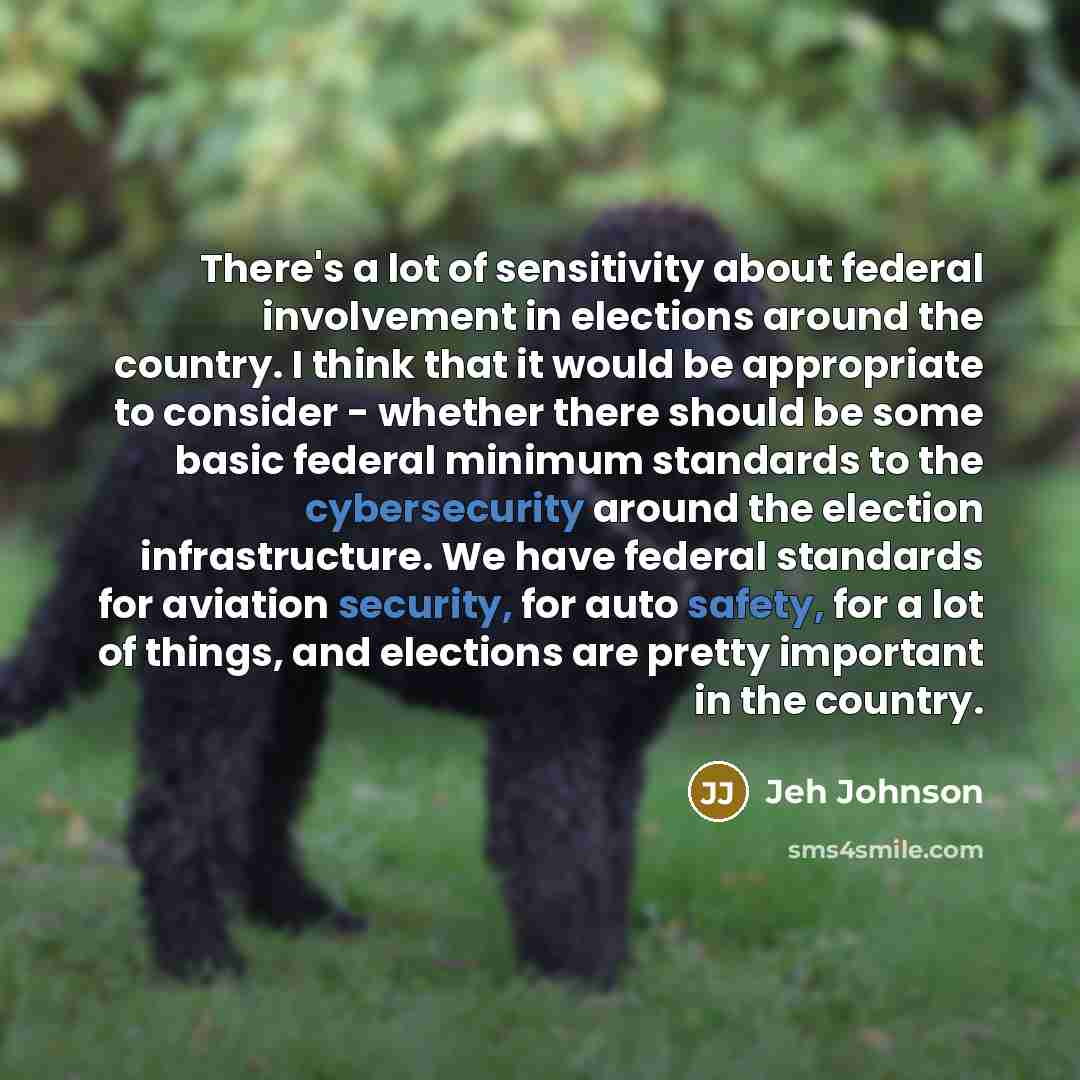 “There's a lot of sensitivity about federal involvement in elections…” quote by Jeh Johnson