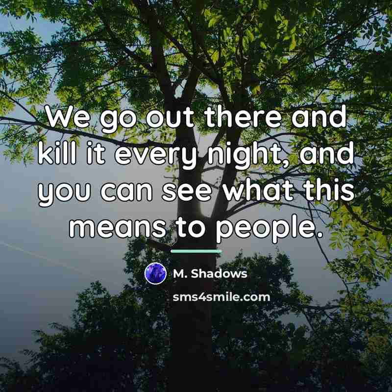 “We go out there and kill it every night, and…” quote by M. Shadows