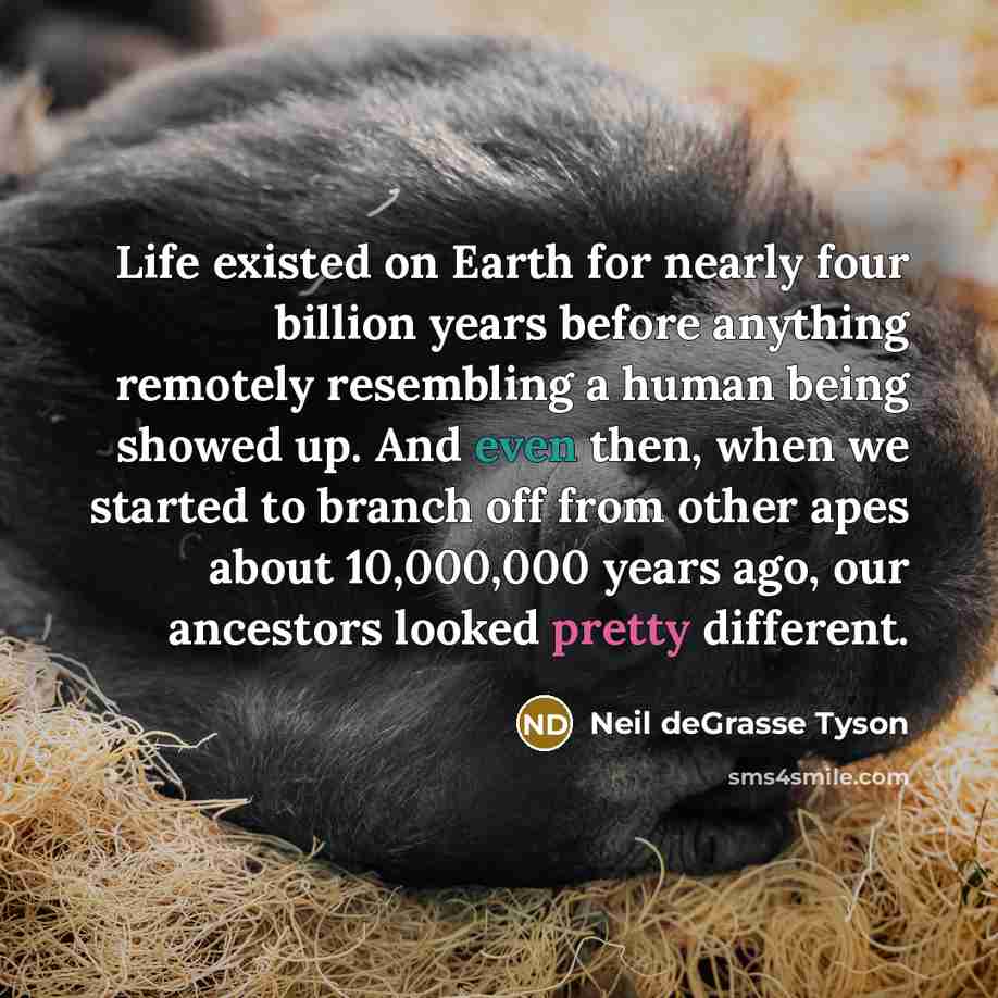 “Life existed on Earth for nearly four billion years before…” quote by Neil deGrasse Tyson