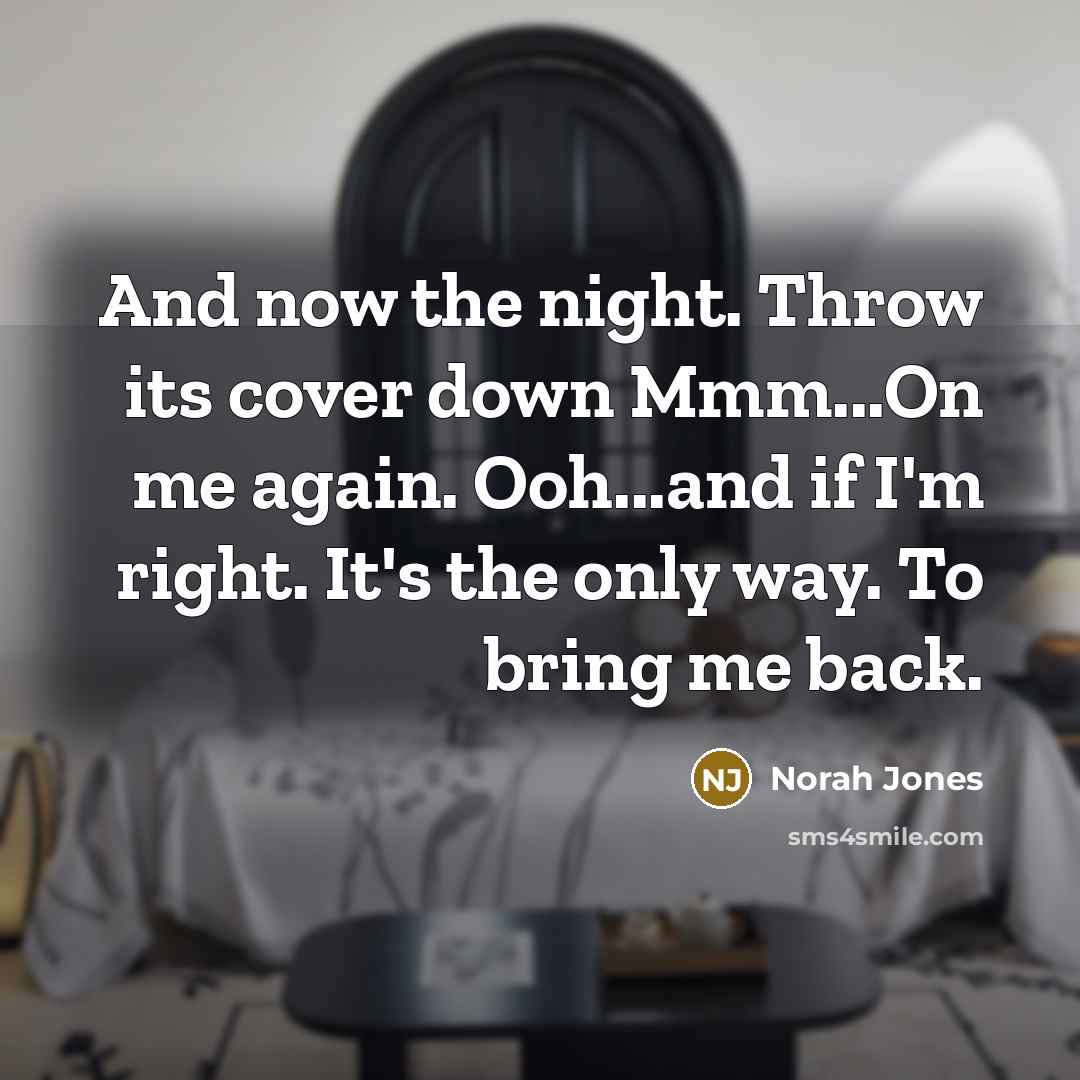 “And now the night. Throw its cover down Mmm...On me…” quote by Norah Jones