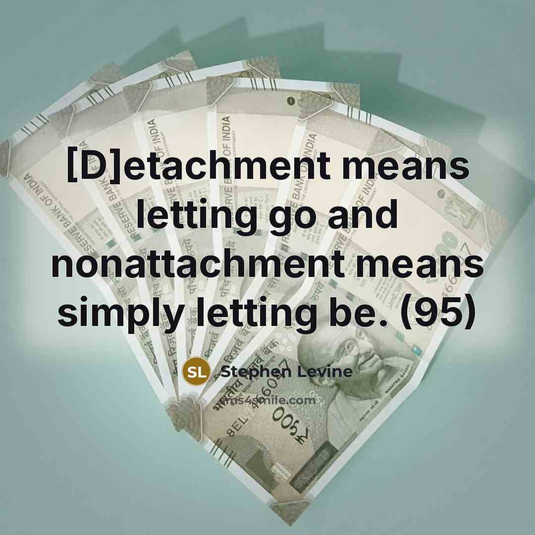 “[D]etachment means letting go and nonattachment means simply letting be.…” quote by Stephen Levine
