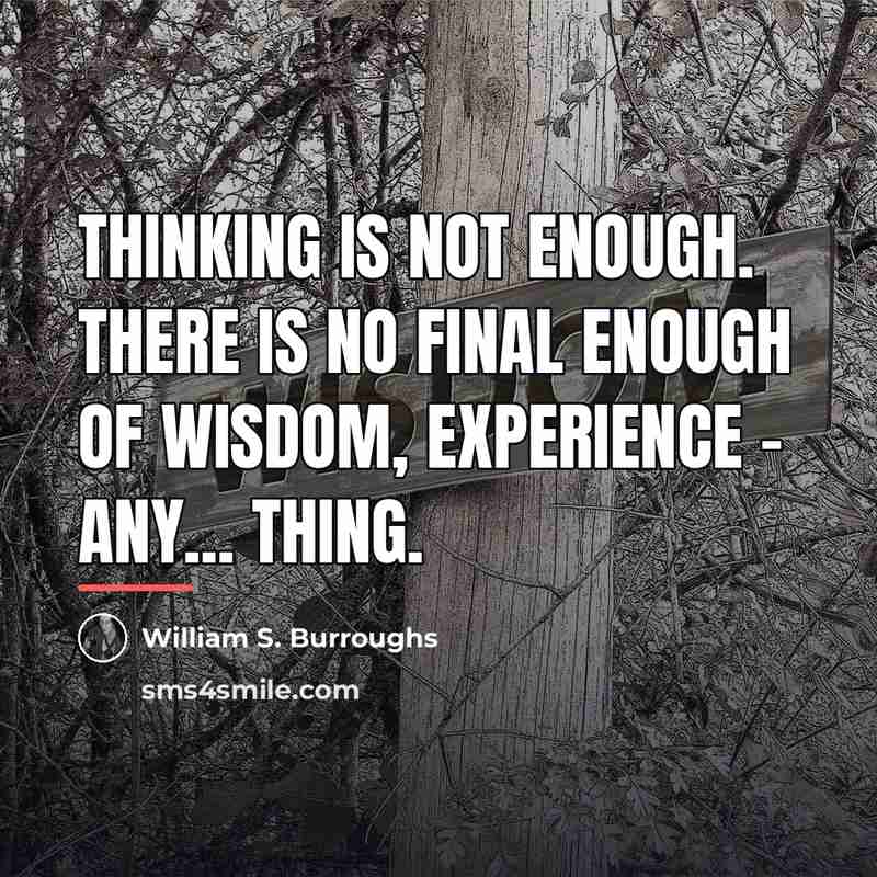 “Thinking is not enough. There is no final enough of…” quote by William S. Burroughs