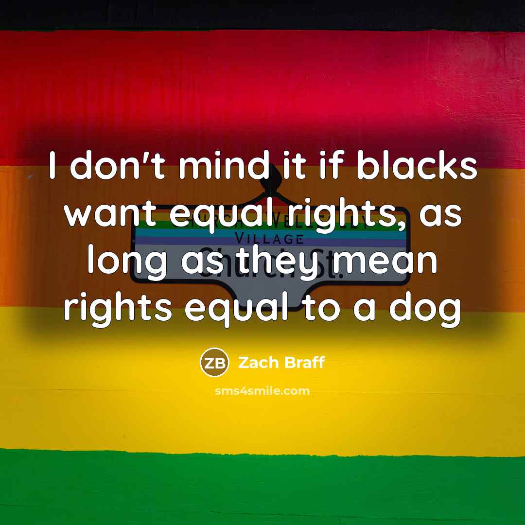 “I don't mind it if blacks want equal rights, as…” quote by Zach Braff