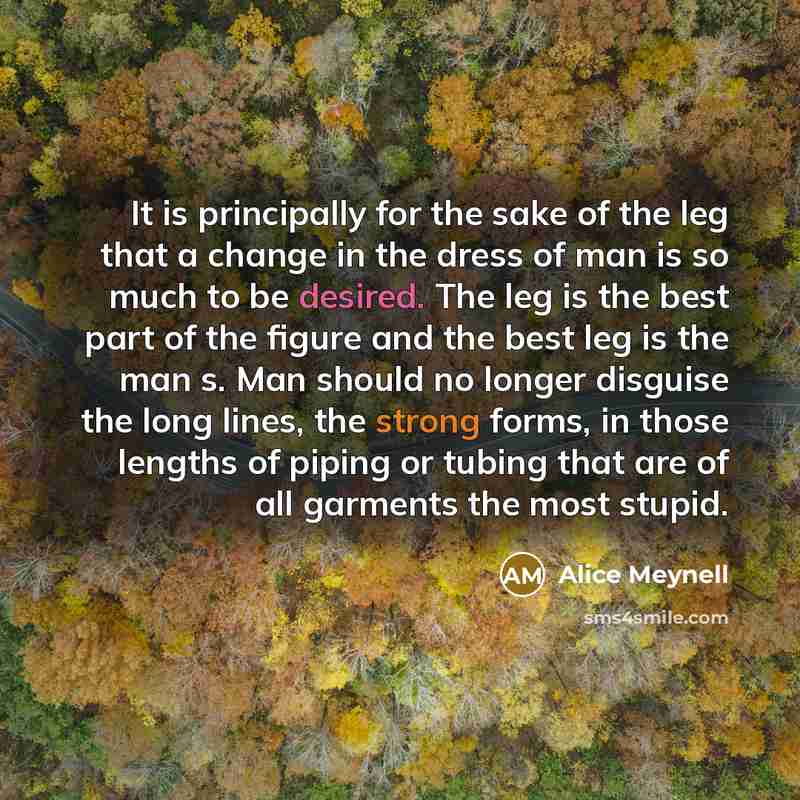 “It is principally for the sake of the leg that…” quote by Alice Meynell