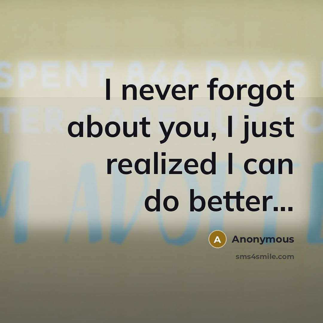 “I never forgot about you, I just realized I can do better...” quote by Anonymous