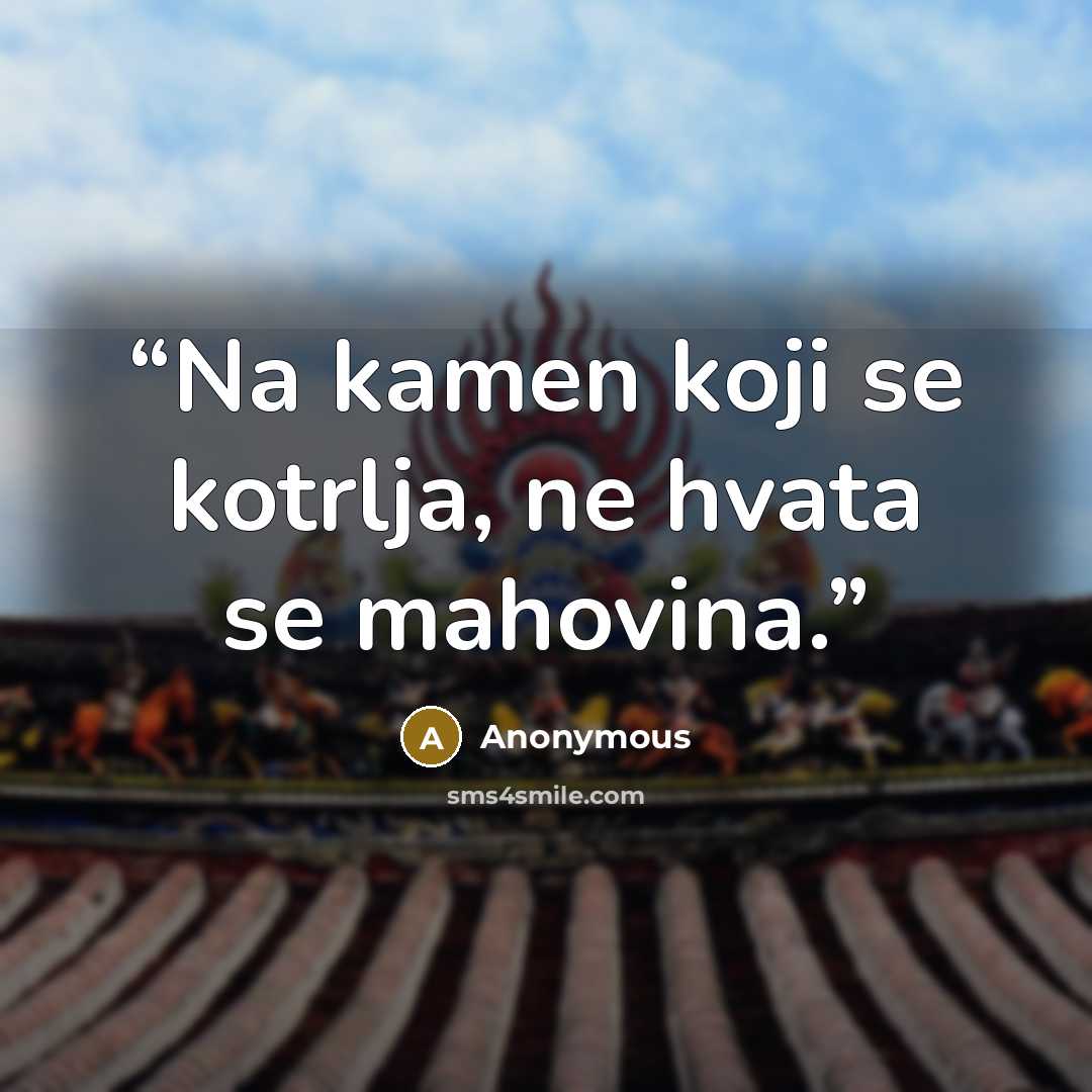 “Na kamen koji se kotrlja, ne hvata se mahovina.” quote by Anonymous