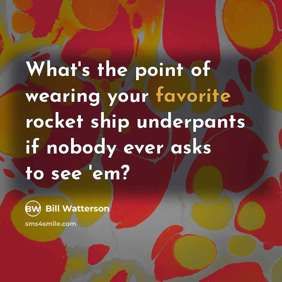 “What's the point of wearing your favorite rocket ship underpants…” quote by Bill Watterson