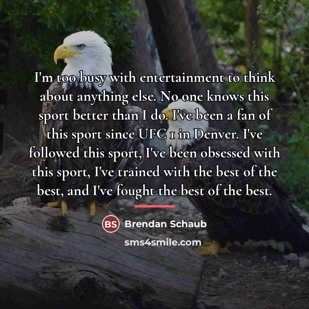 “I'm too busy with entertainment to think about anything else.…” quote by Brendan Schaub