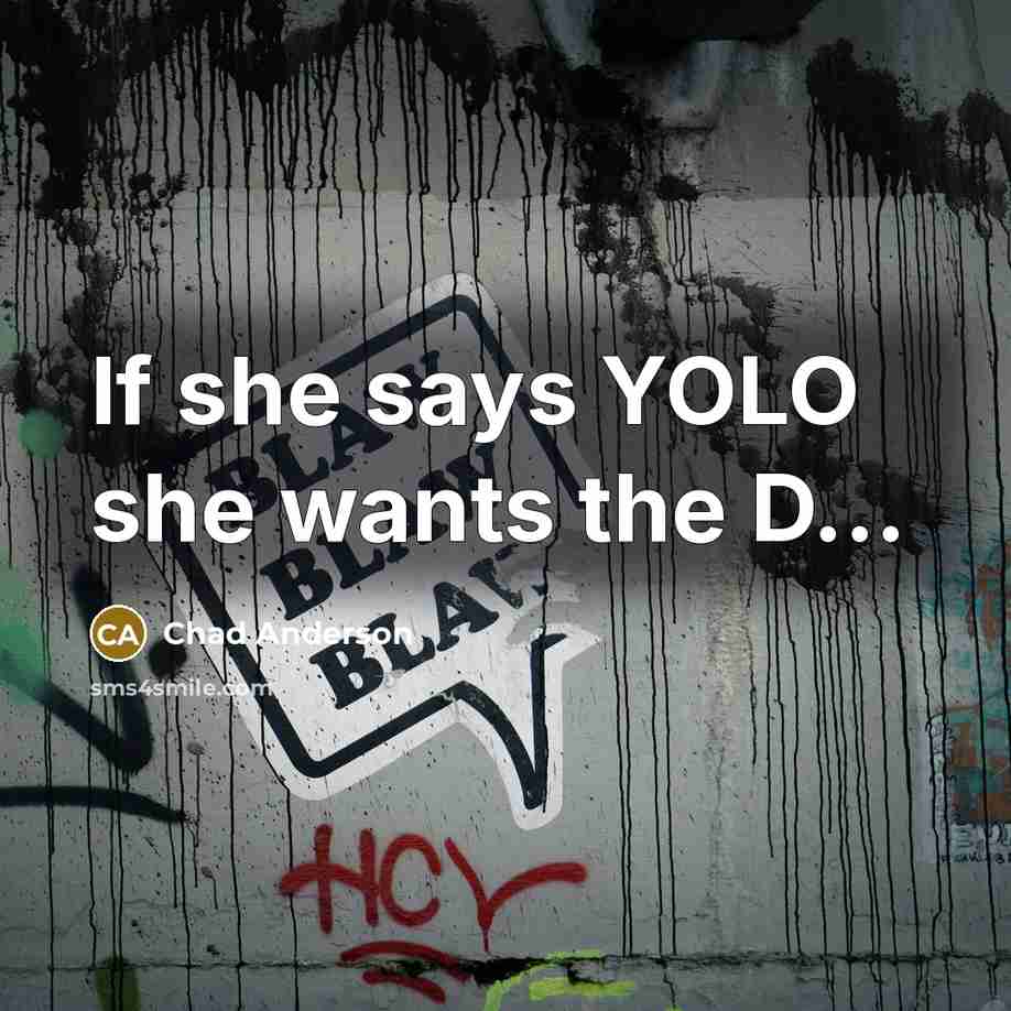 “If she says YOLO she wants the D...…” quote by Chad Anderson