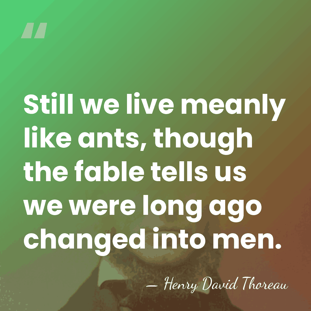 Still we live meanly like ants, though the fable tells us we&hellip; - Henry David Thoreau