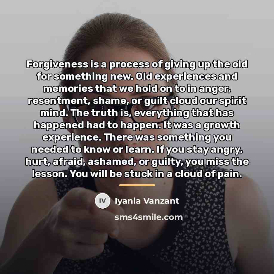 “Forgiveness is a process of giving up the old for…” quote by Iyanla Vanzant