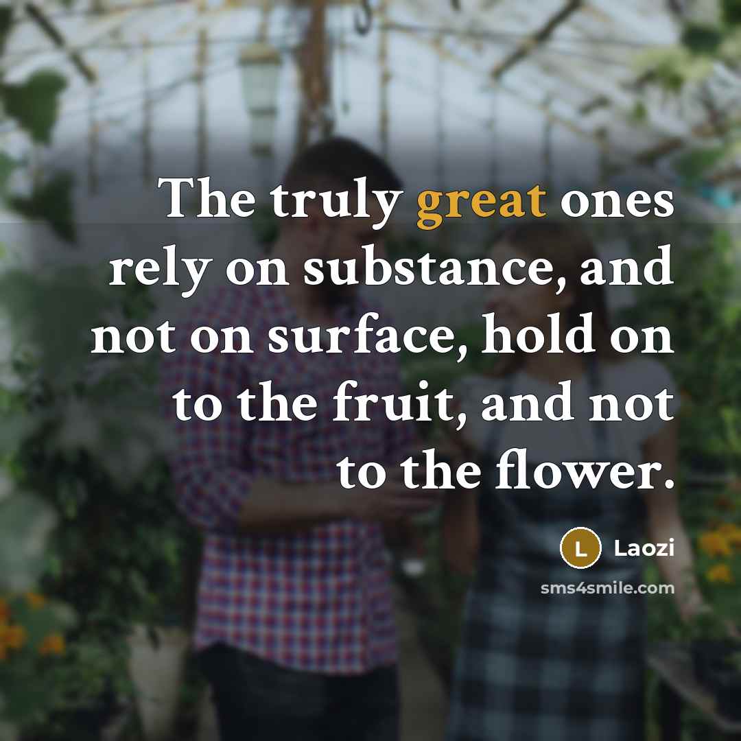 “The truly great ones rely on substance, and not on…” quote by Laozi