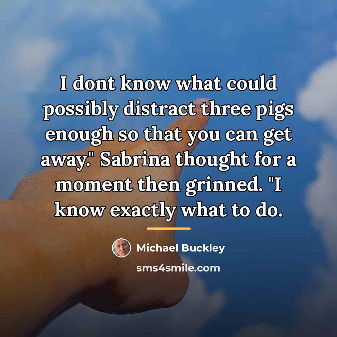 “I dont know what could possibly distract three pigs enough…” quote by Michael Buckley