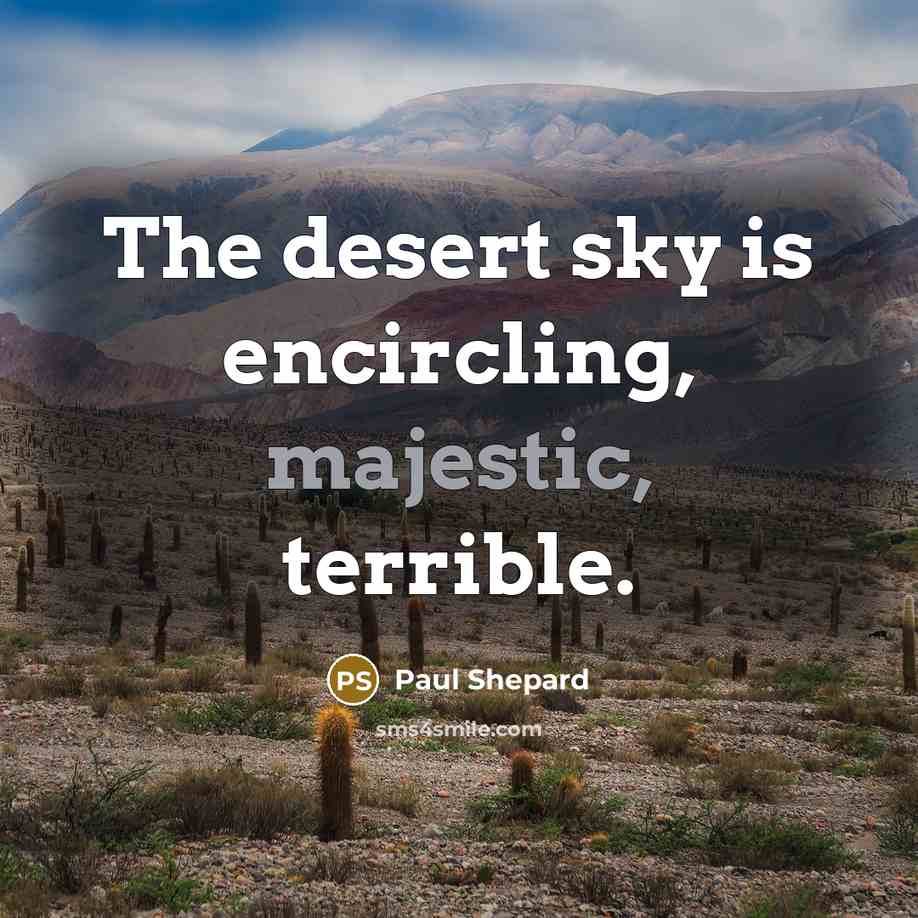 “The desert sky is encircling, majestic, terrible.…” quote by Paul Shepard