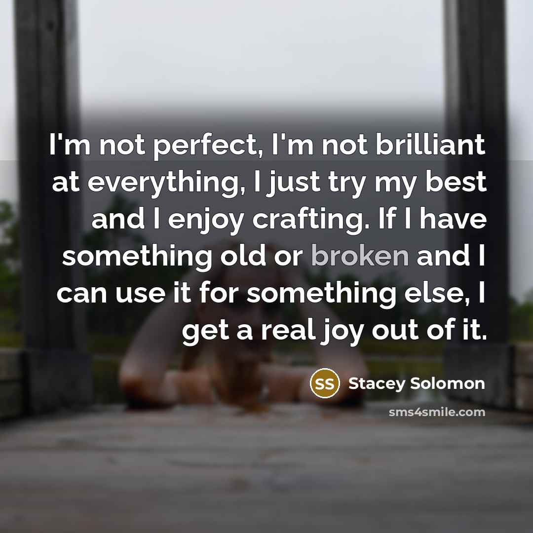 “I'm not perfect, I'm not brilliant at everything, I just…” quote by Stacey Solomon