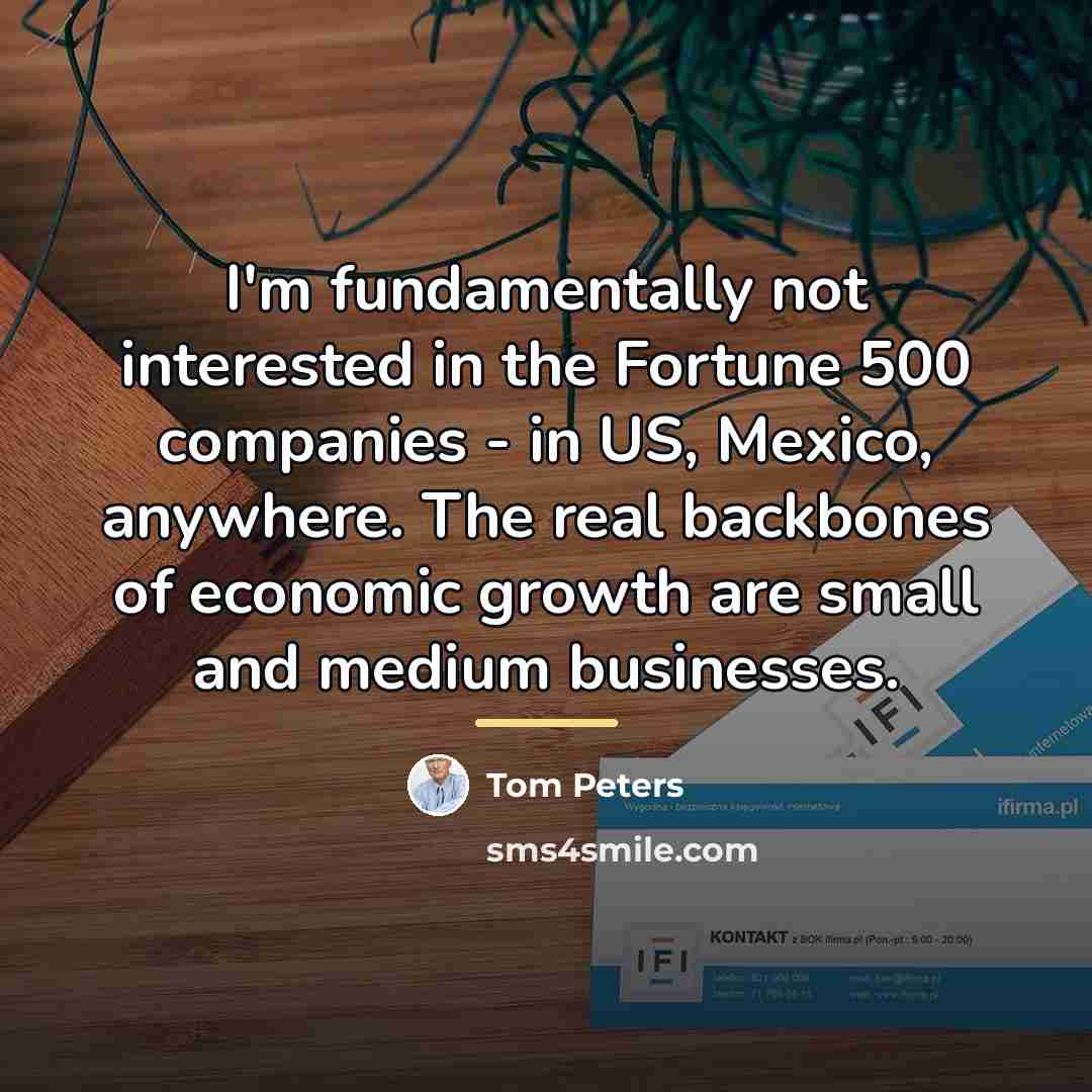 “I'm fundamentally not interested in the Fortune 500 companies -…” quote by Tom Peters
