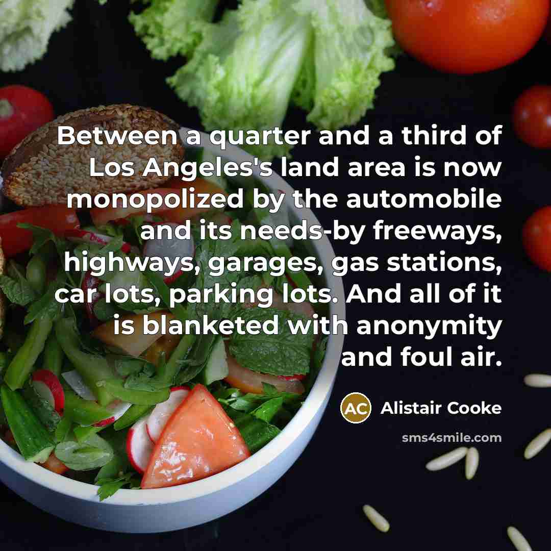 “Between a quarter and a third of Los Angeles's land…” quote by Alistair Cooke