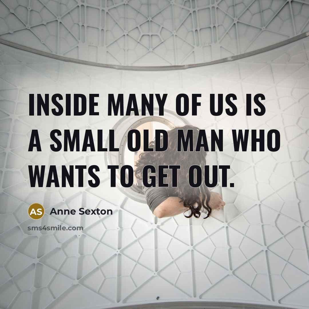 “Inside many of us is a small old man who…” quote by Anne Sexton