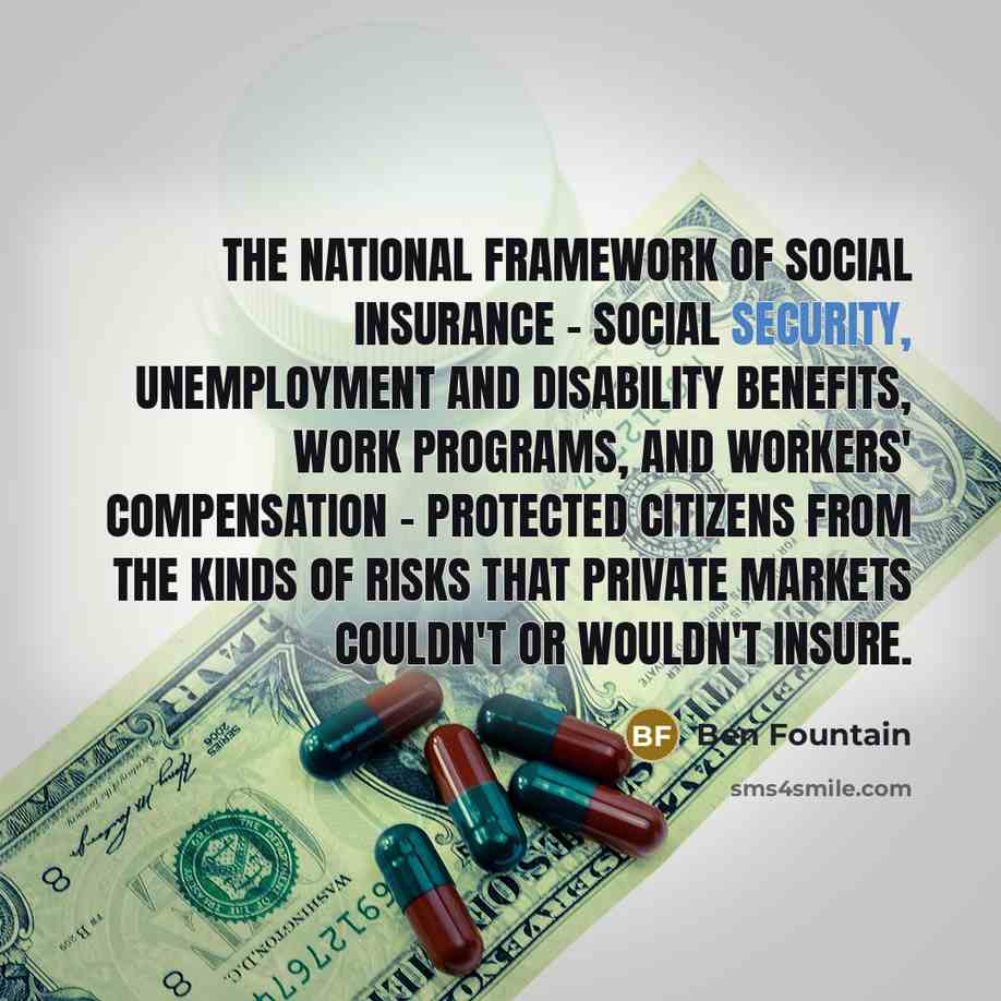 “The national framework of social insurance - social security, unemployment…” quote by Ben Fountain